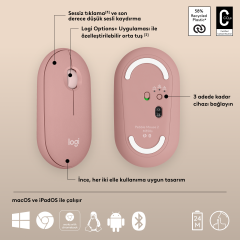 Logitech M350s Pebble 2 Kablosuz Mouse - Pembe 910-007014