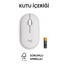 Logitech M350s Pebble 2 Kablosuz Mouse - Beyaz 910-007013