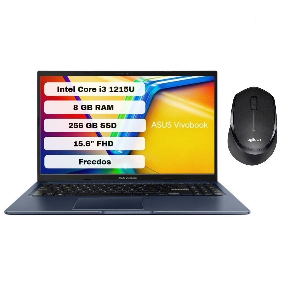 Asus Vivobook 15 X1502ZA-EJ1645 Intel Core i3 1215U 8GB 256GB SSD Freedos 15.6'' FHD Taşınabilir Bilgisayar + Logitech Mouse
