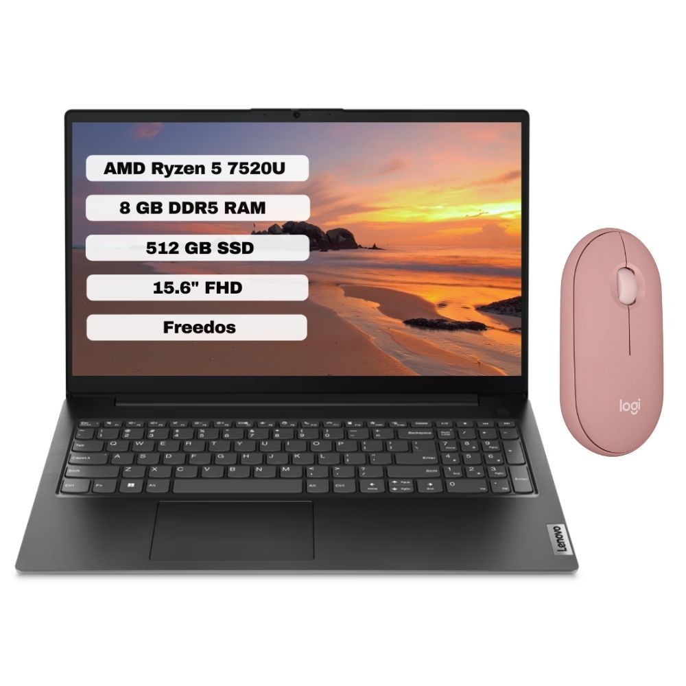 Lenovo V15 G4 AMN 82YU00QKTX AMD Ryzen 5 7520U 8GB 512GB SSD Freedos 15.6'' FHD Taşınabilir Bilgisayar + Logitech Pebble M350S Mouse