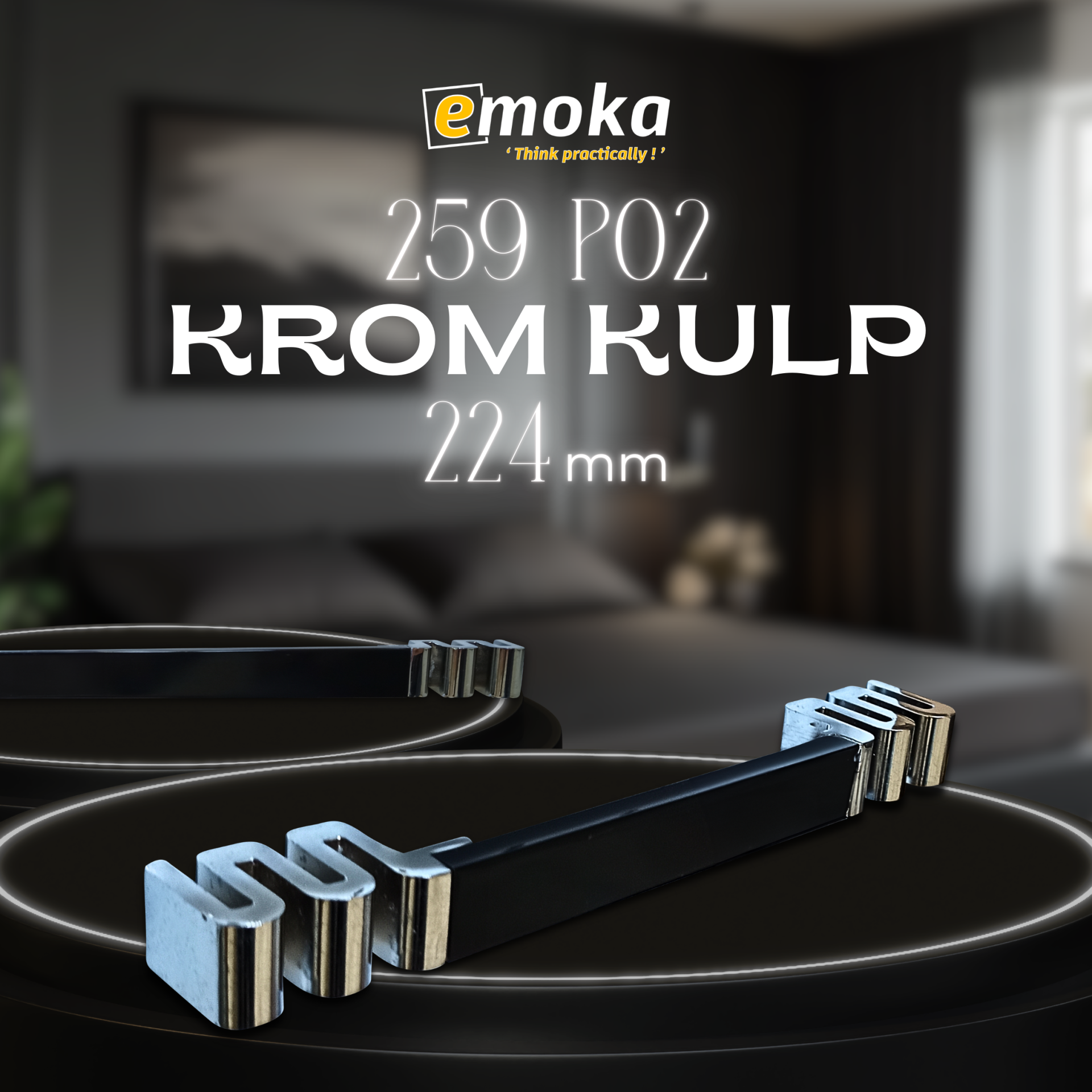 Dekoratif Krom Kulp (224mm) - 259 P02