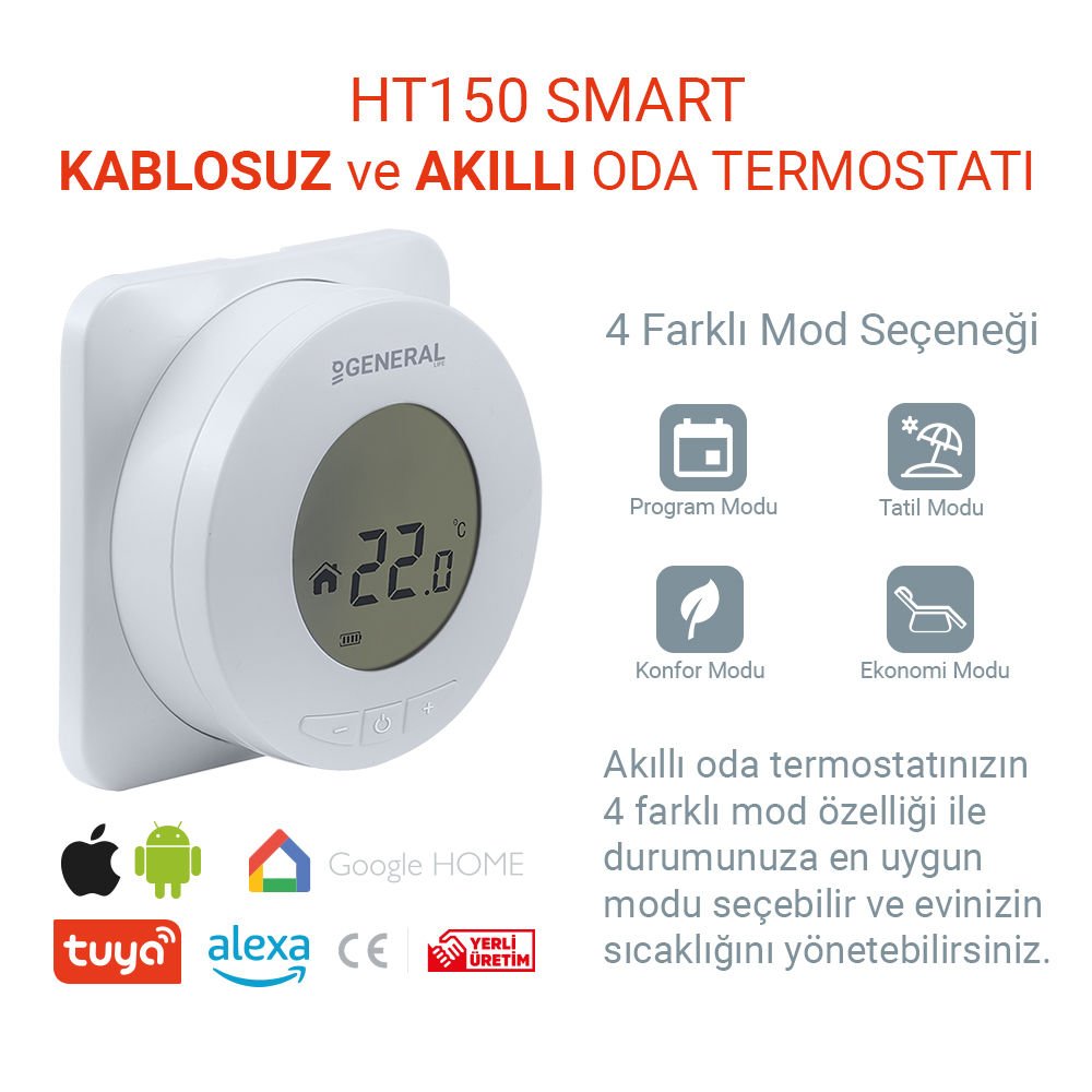 General HT150 SMART Wifi Kontrollü Kablosuz Oda Termostatı