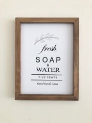 Banyo Fresh Soap & Water Temalı Posterli Ahşap Çerçeve