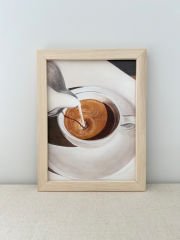 Kahve Köşesi Retro Coffee Fincan Ahşap Çerçeveli Tablo 23*30 cm Naturel