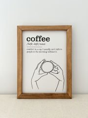 Kahve Köşesi Yeni Coffee Noun Posterli Ahşap Çerçeveli Tablo 23*30 cm Kahverengi