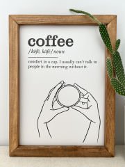 Kahve Köşesi Yeni Coffee Noun Posterli Ahşap Çerçeveli Tablo 23*30 cm Kahverengi