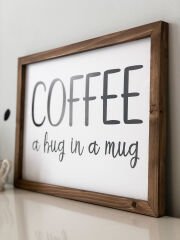 Kahve Köşesi Coffee a Hug in a Mug Ahşap Çerçeve