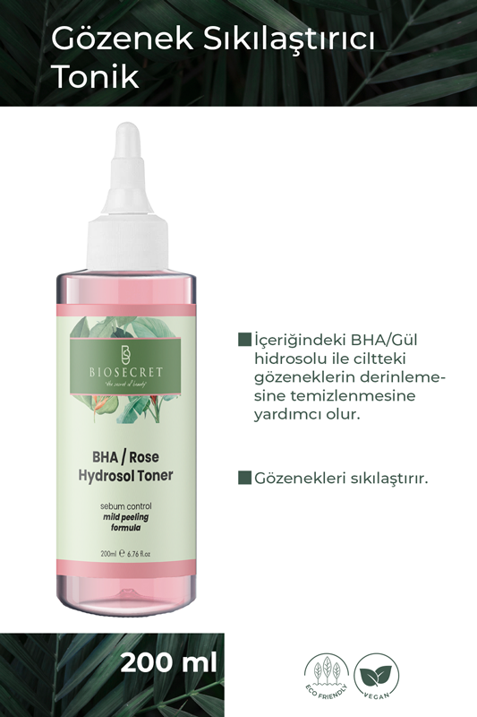 Bio43 Bha-Gül Tonik Gözenek Sıkılaştırıcı Siyah Nokta Karşıtı Tonik 200ml