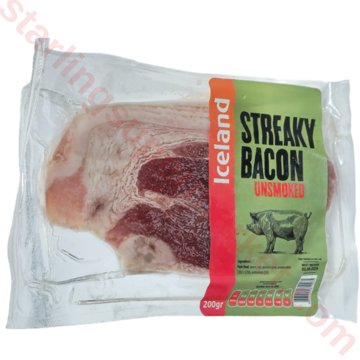 ICELAND STREAKY BACON UNSMOKED 200 G