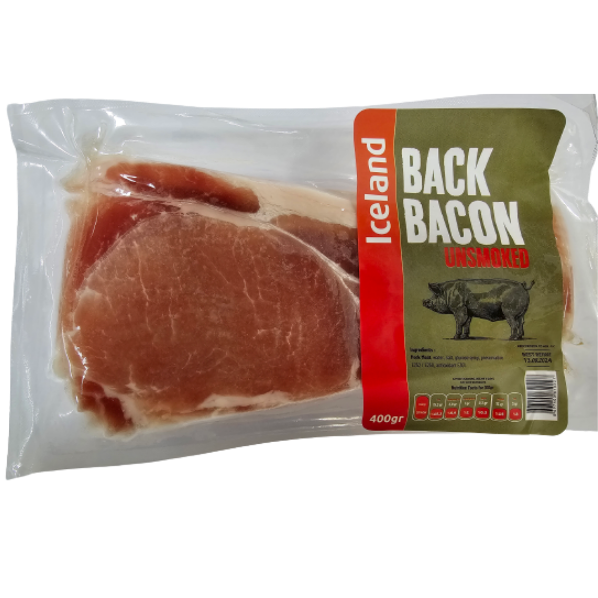 ICELAND BACK BACON UNSMOKED 400 G