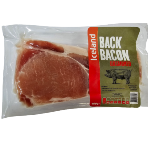 ICELAND BACK BACON UNSMOKED 400 G