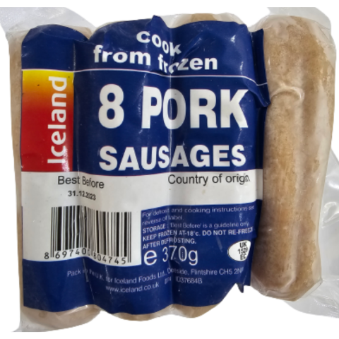 ICELAND SAUSAGES VALUE PORK 8 LI 400 G