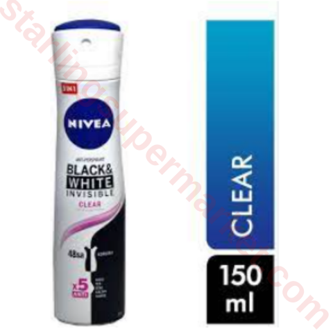 NIVEA DEO SPREY KADIN B&W CLEAR 150 ML