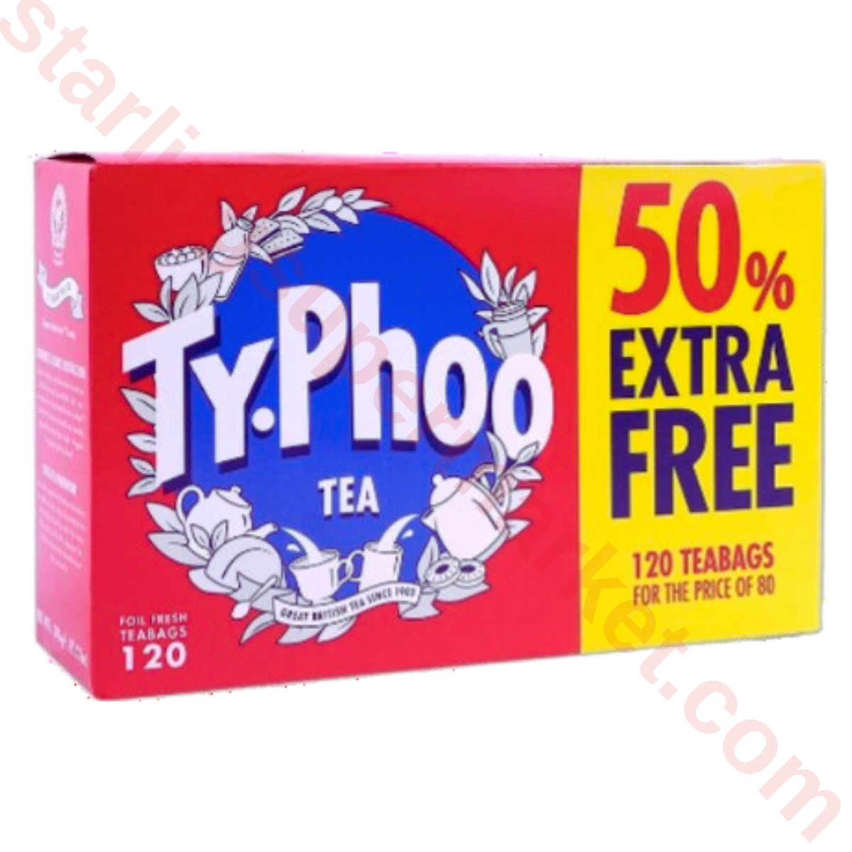 TYPHOO ROUND TEA BAGS UK BLEND PACK 80+40 EXTRA