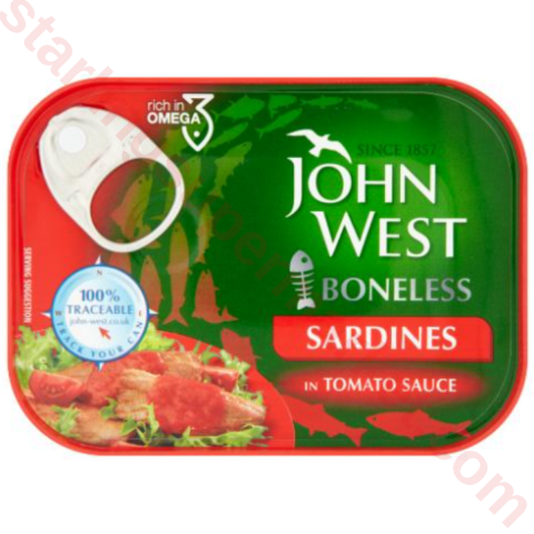 JOHN WEST BONELESS SARDINES IN TOMATO 95 G