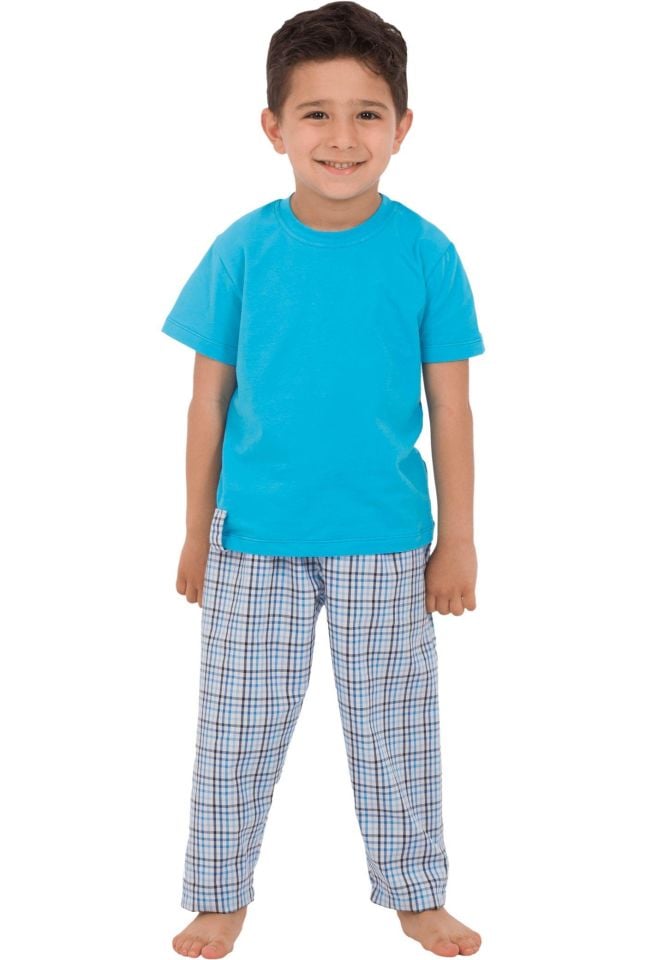 The DON Baba-Oğul Model Erkek Çocuk Yarım Kollu Tişört & Uzun Eşofman Altı Takımı Desen 1