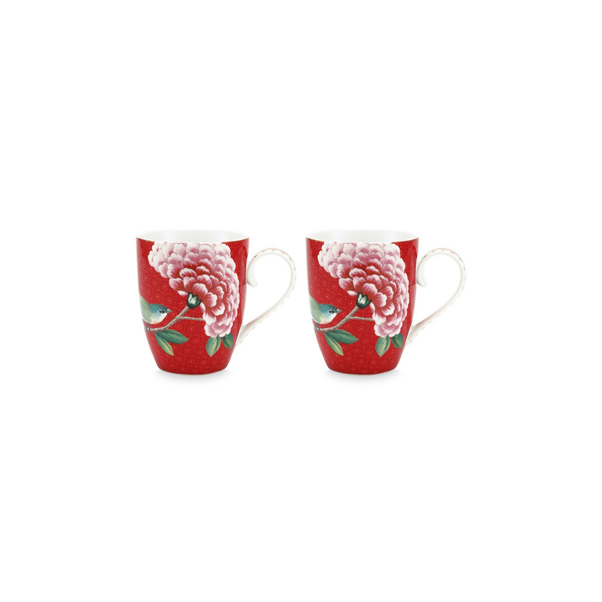 Kırmızı Porselen Kupa Seti 350 ml Blushing Birds Collection by Pip Studio