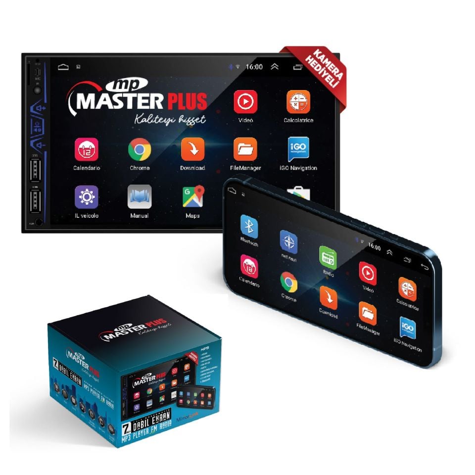 MASTERPLUS 7İNÇ DOUBLE OTO TEYP MİRRORLİNK MP9