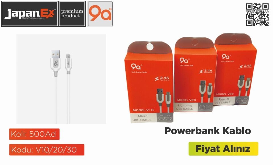 9A TYPEC POWERBANK KABLOSU V30