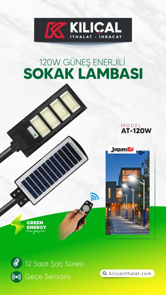 120W GÜNEŞ ENERJİLİ SOKAK LAMBA