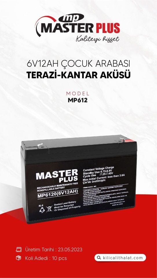 MASTERPLUS 6V12AH KURU AKÜ