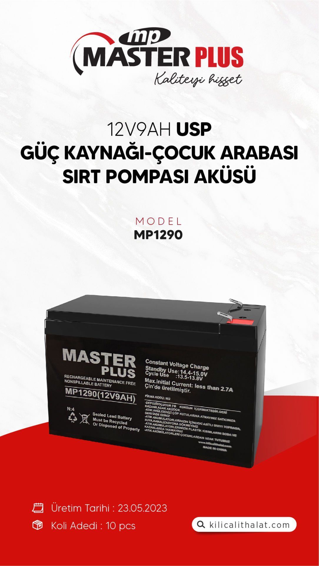 MASTERPLUS 12V9AH KURU AKÜ