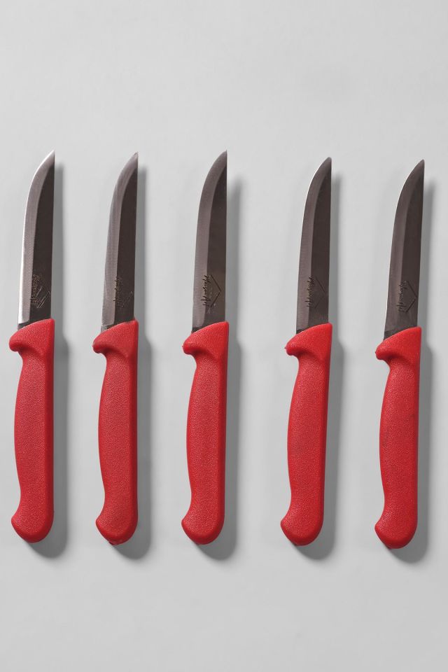 Steel | 5 Parça Çelik Meyve Bıçağı Seti | Kırmızı Saplı Bıçak Seti