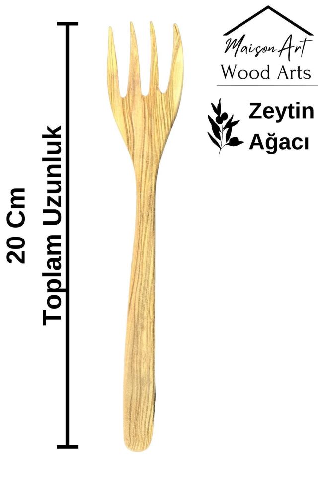 Zeytin Ağacı Çatal | 1 Adet El Yapımı Ahşap Salata Çatalı