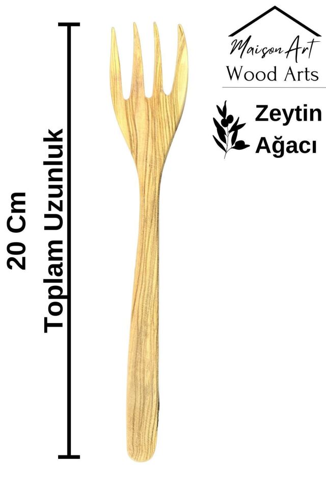 Zeytin Ağacı Çatal | 1 Adet El Yapımı Ahşap Salata Çatalı