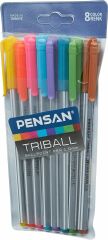 Pensan Triball 1003 Tükenmez Kalem 1.0 mm 8'li Karışık Renk
