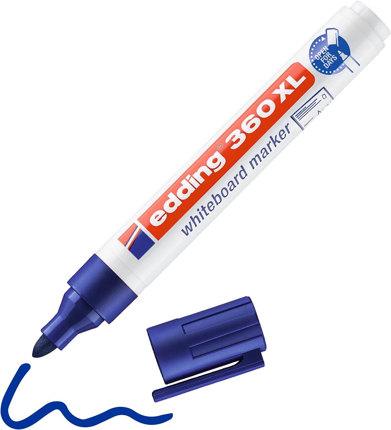 Edding 360 XL Yuvarlak Uçlu Beyaz Tahta Kalemi Mavi