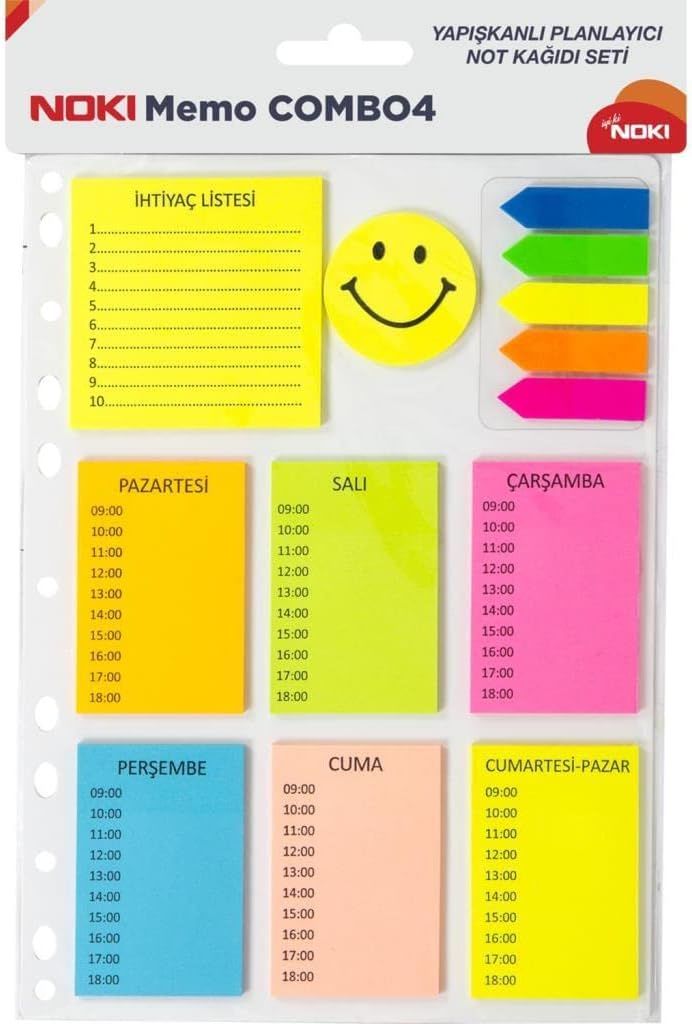 Noki Memo Yapışkanlı Not Kağıdı Combo Set 4 Karışık Renk