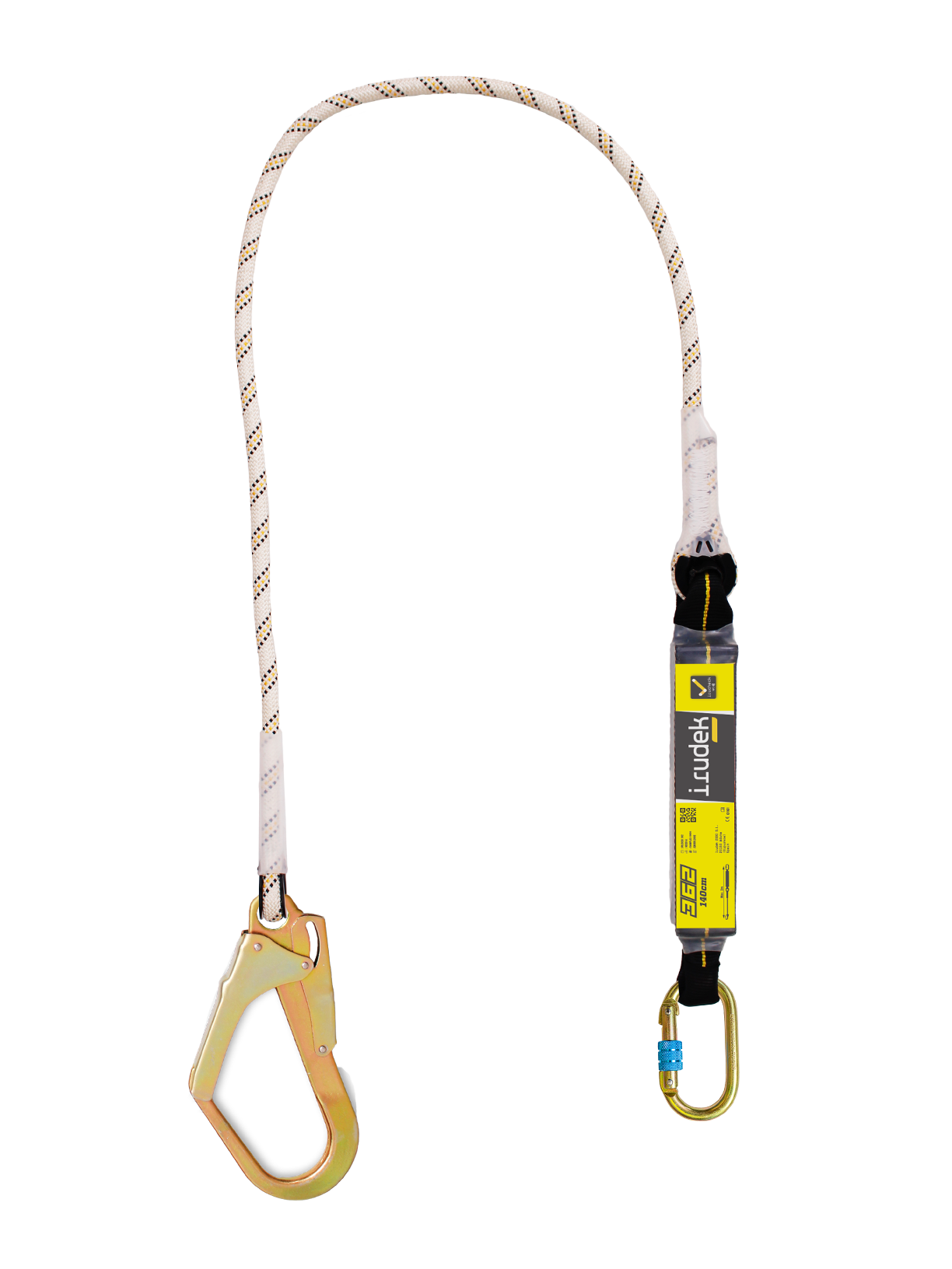 Irudek 362/140cm Şok Emicili Tek Kollu Lanyard -Çelik 55mm Kancalı