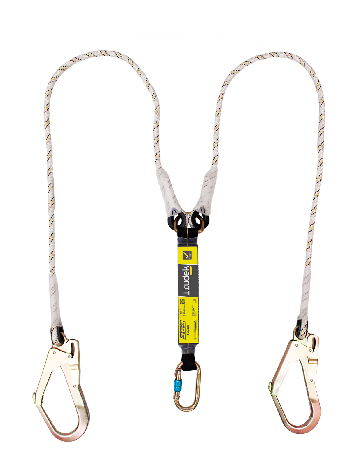 Irudek 363/100cm Şok Emicili Çift Kollu Lanyard -Çelik 55mm Kancalı