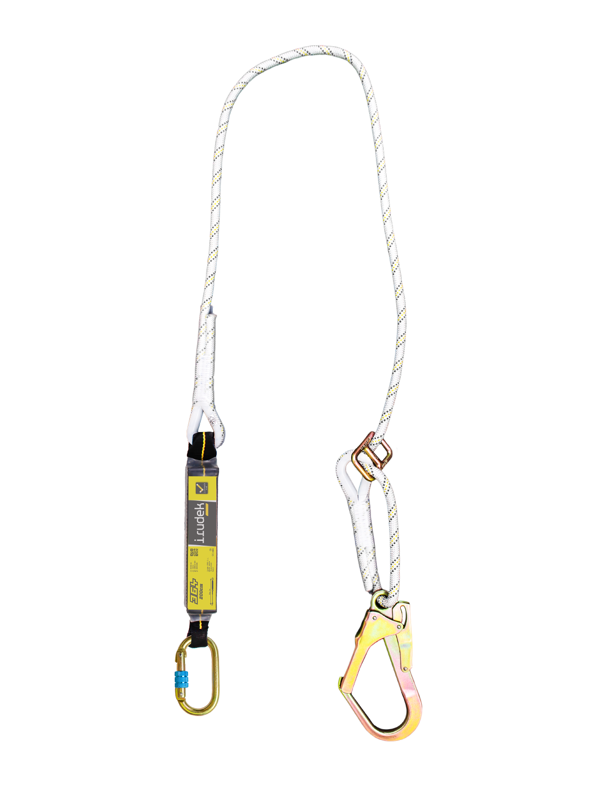 Irudek 364/200cm Ayarlanabilir Şok Emicili Tek Kollu Lanyard -Çelik 55mm Kancalı