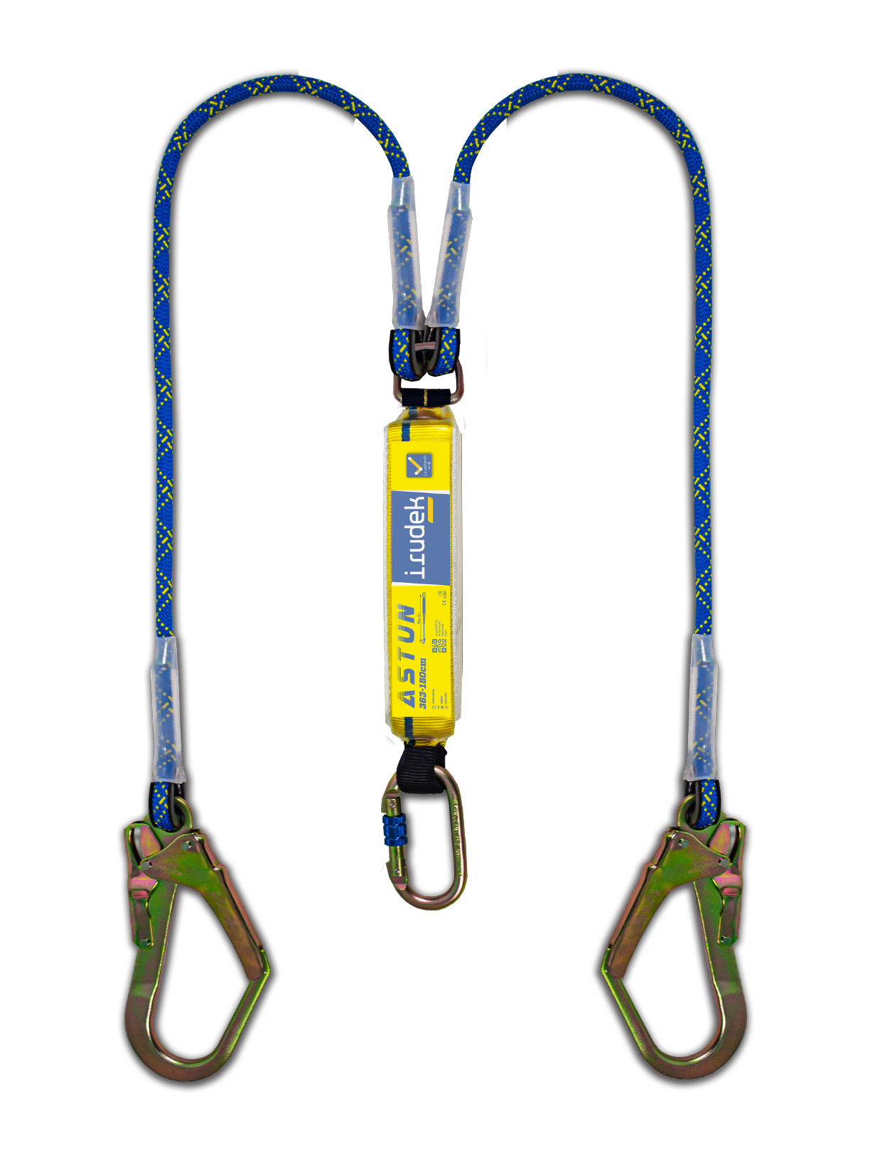 Irudek ASTUN 363/180cm Şok Emicili Çift Kollu Lanyard -Çelik 55mm Kancalı