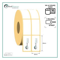 40x80 2'Li Ayrık Termal Barkod Etiketi 1000 Sarım