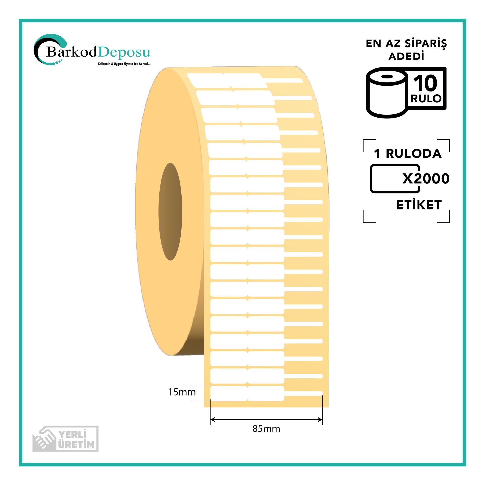 85x15 Kuyumcu / Takı Etiketi P.P.OPAK 2000 Sarım (RESİN RİBON İLE BASKI)