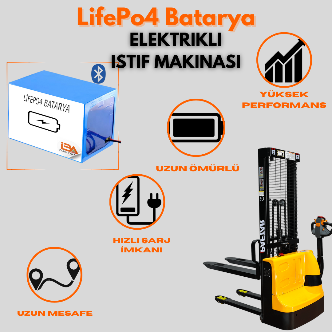 Elektrikli İstif Makinası 24V 140AH Lifepo4 Batarya