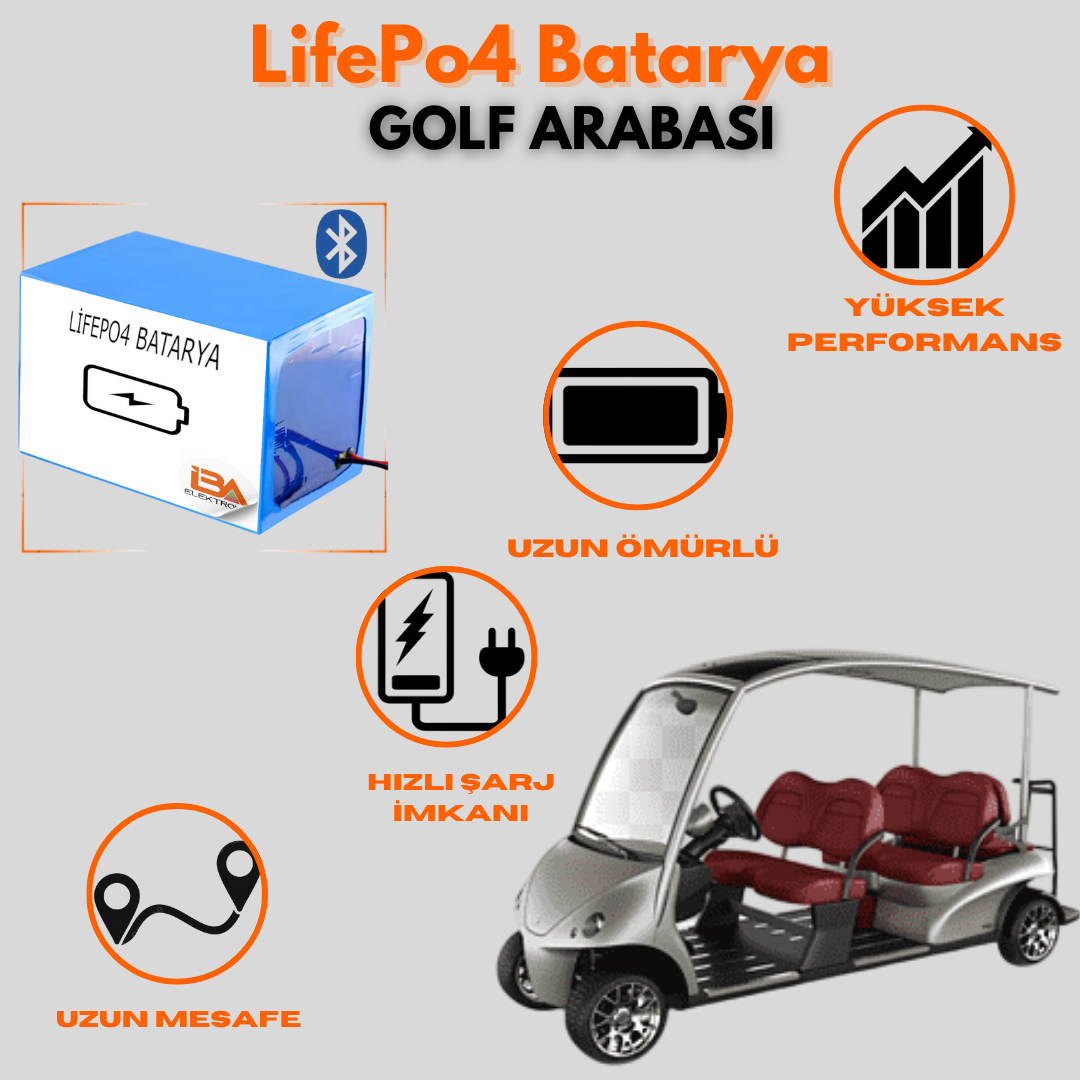 Golf Araç 36V 70AH Lifepo4 Batarya