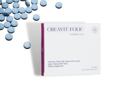 CreaVit Folic Complex 30 Film Kaplı Tablet, Hamilelikte Folik Asit Desteği