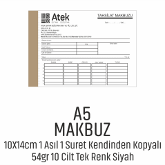 A5 TEK RENK SİYAH MAKBUZ