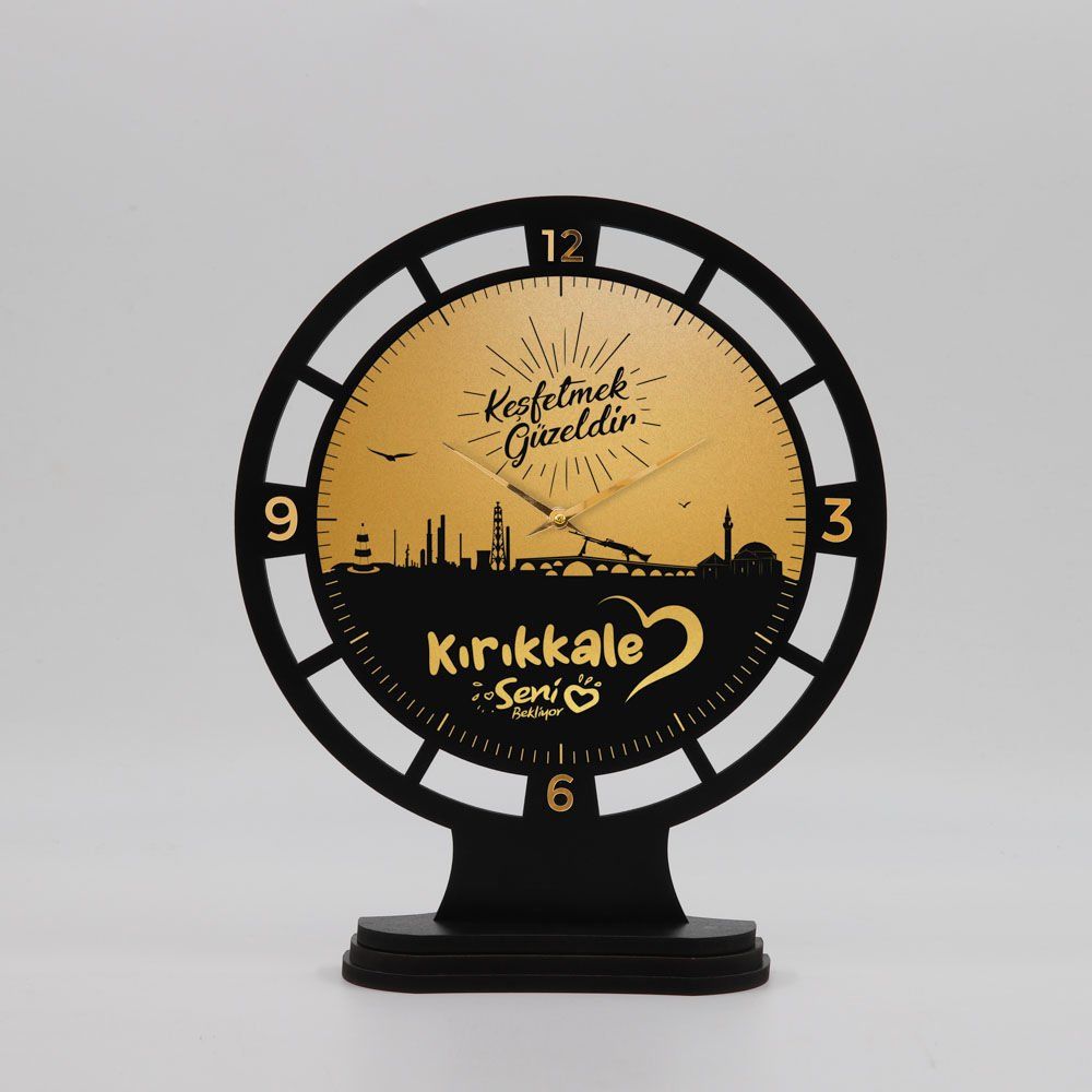 Kırıkkale Temalı Dekoratif Altın Yaldız Masa Saati