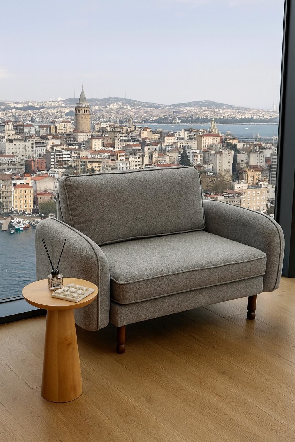 Loveseat - Fitilli - Solo - Uranüs Grisi - Post Modern Kol