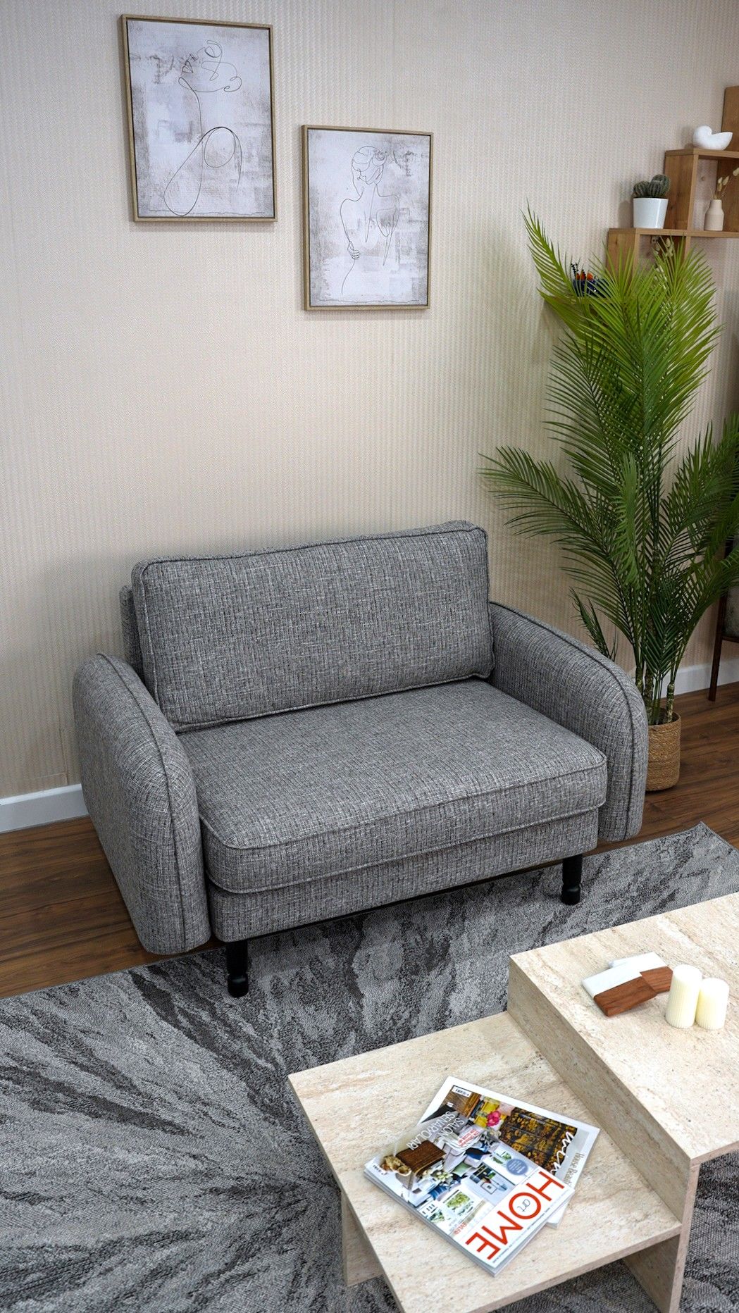 Loveseat - Fitilli - Keten - Frig- Post Modern Kol
