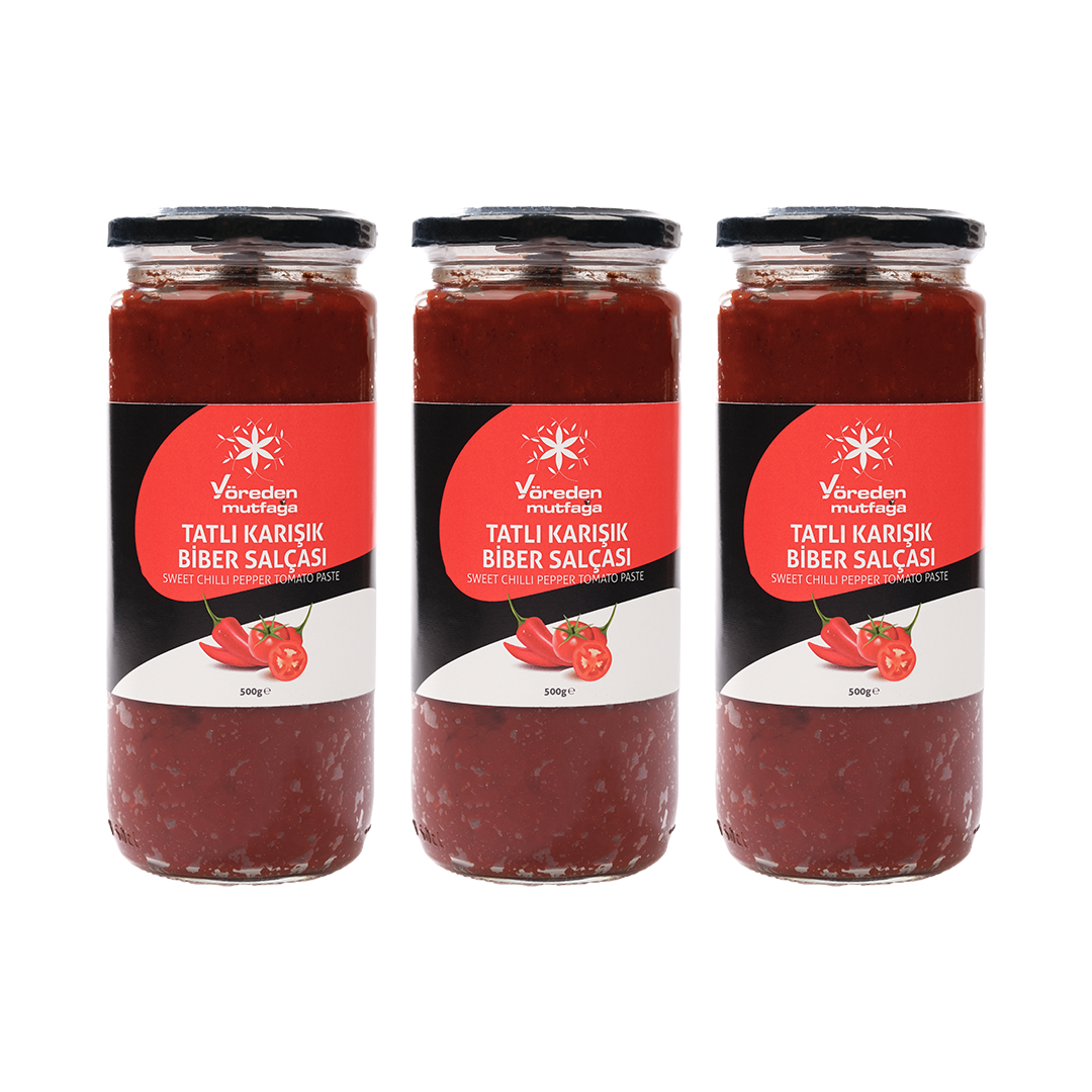 Domates Ve Tatlı Biber Karışık Salça (3)'lü Paket (3 adet * 500g)