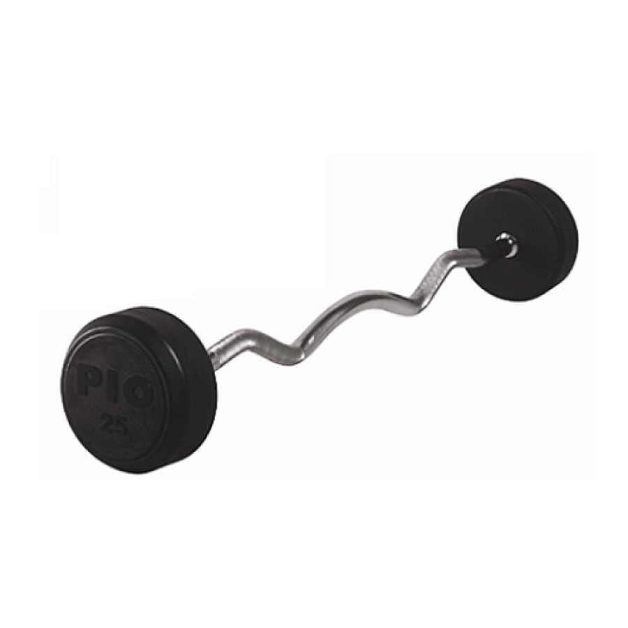 Protech Fixed Curl Rubber Barbell - 20 KG