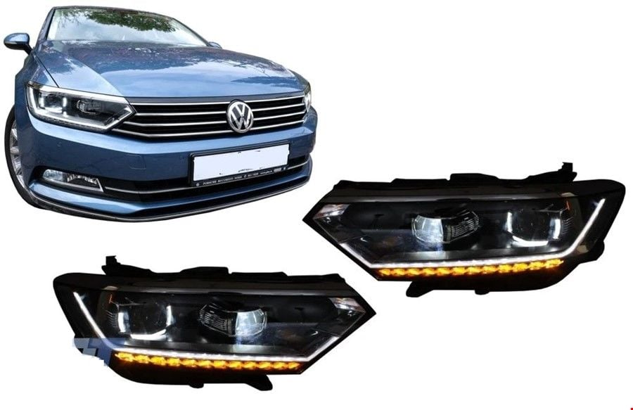 VOLKSWAGEN - ÖN FAR SET ( TEK U- FULL LED ) PASSAT 2015- - HOLOJENİ LEDLİYE DÖNÜŞÜM FARI