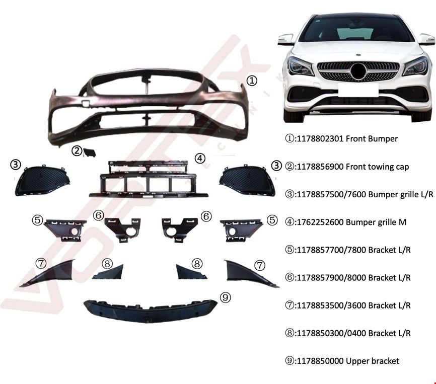 MERCEDES - ÖN TAMPON SET AMG (BRAKET-IZGARA) CLA W117 2016- - 1178802301