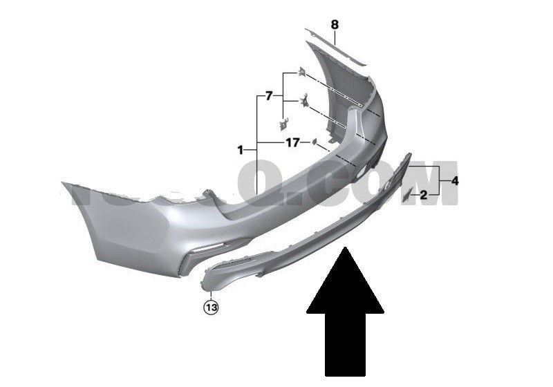 BMW - ARKA TAMPON DİFÜZÖRÜ M-TECH G30 2017- - 51128068352